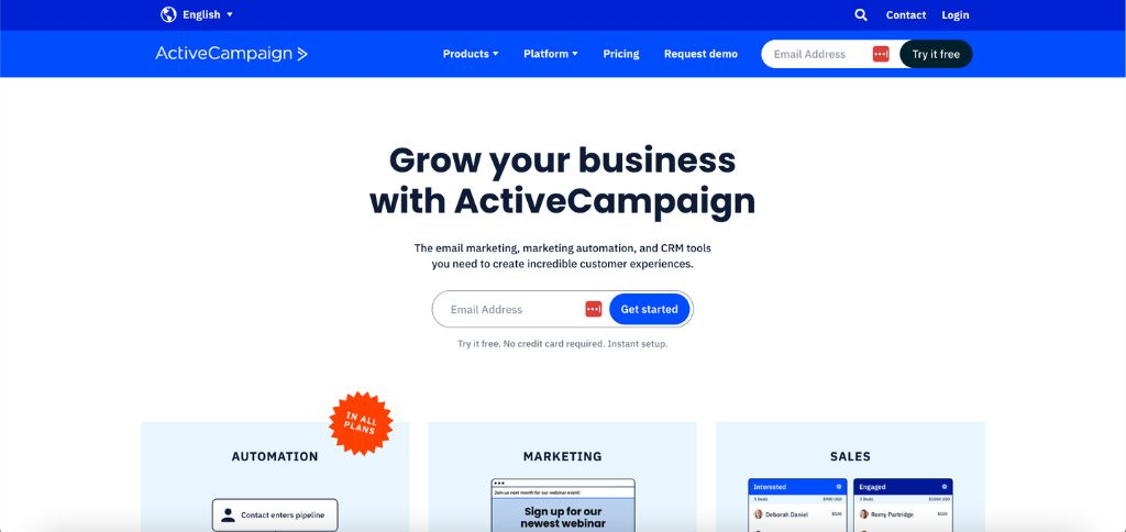 a screen shot of a web page with the words grow your business with activecom